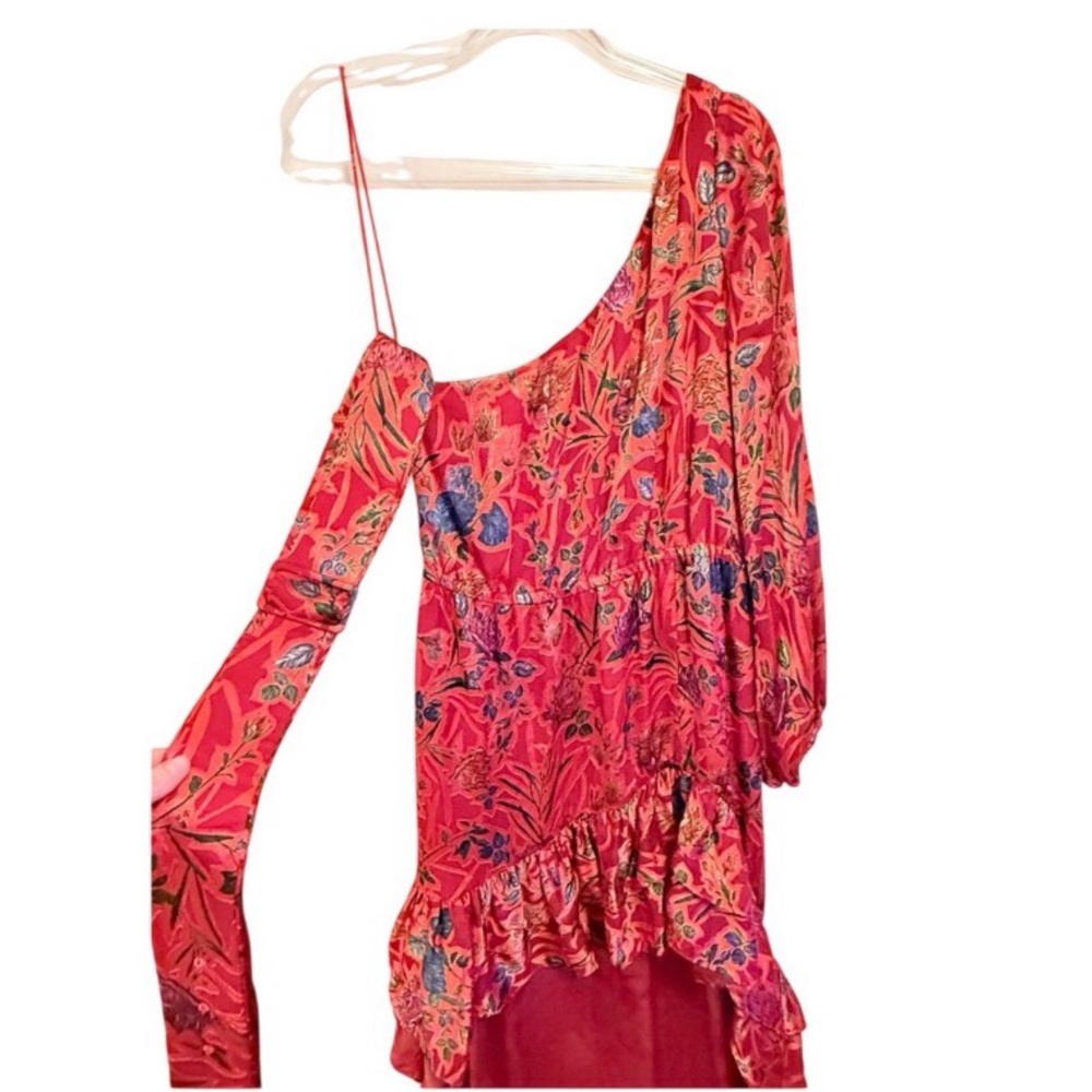 NEW Alexis Marseille One Shoulder High Low Red Floral Asymmetrical Dress Size XL - Picture 12 of 15
